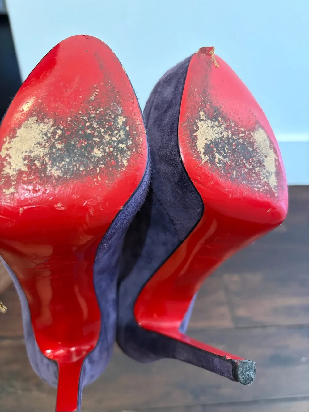 Christian Louboutin Plum Suede Platform Pumps